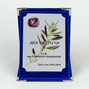 Πλακέτα Τιμητική σε Μπλέ Βελουτέ Κουτί CR/60